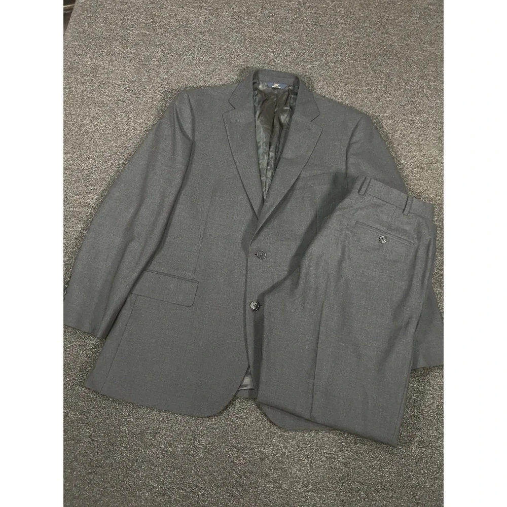 Brooks Brothers 2 Piece Suit Men 44R Pants 36x29 Gray Wool Stretch Business 346